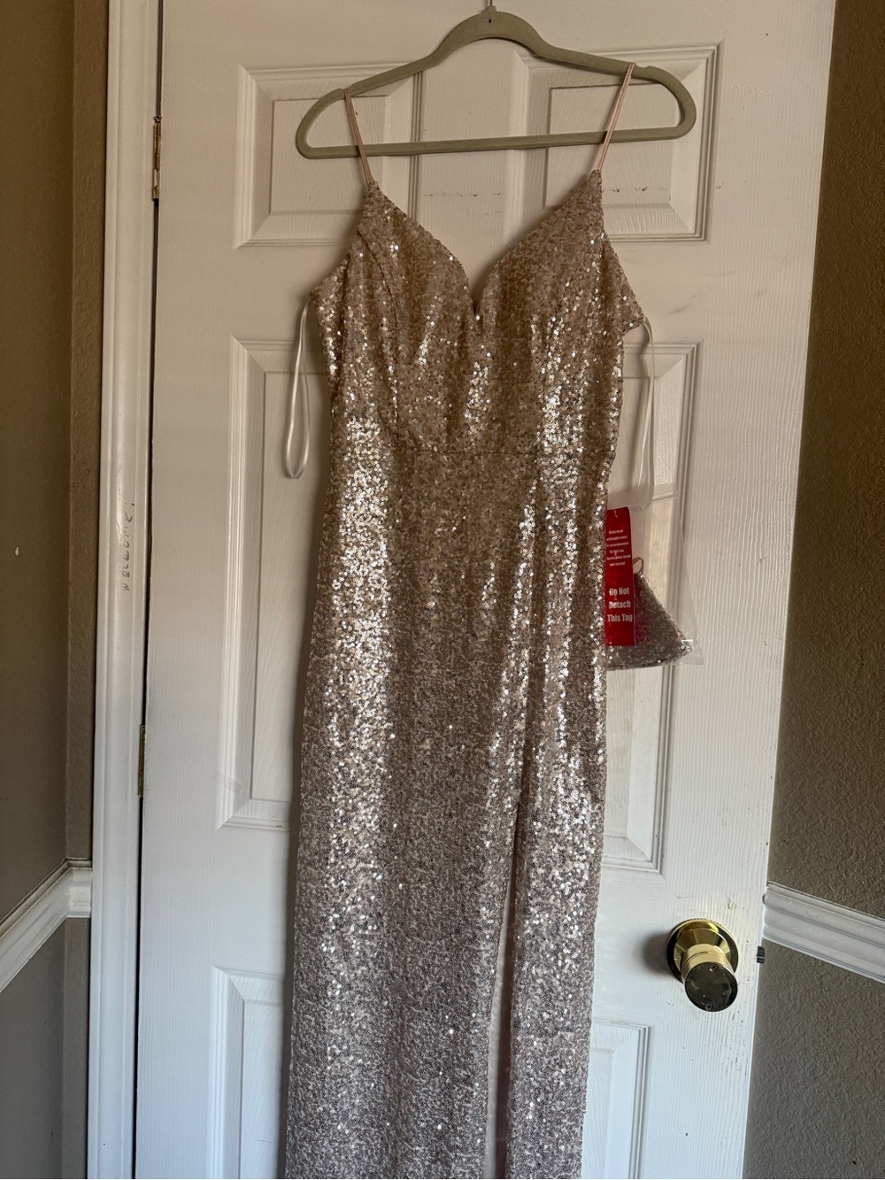 Sequin Evening Dress in Champagne